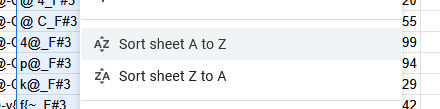 sort sheet A to Z
